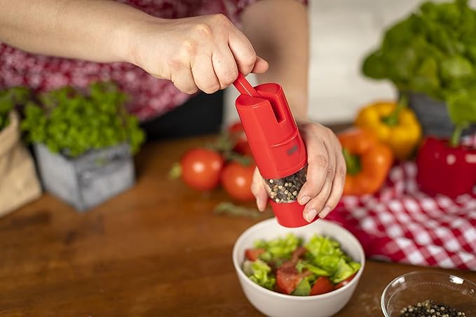 Kuhn Rikon Adjustable Ratchet Grinder with Ceramic Mechanism for Salt, Pepper and Spices, 8.5 x 2.25 inches, Red - Image 3