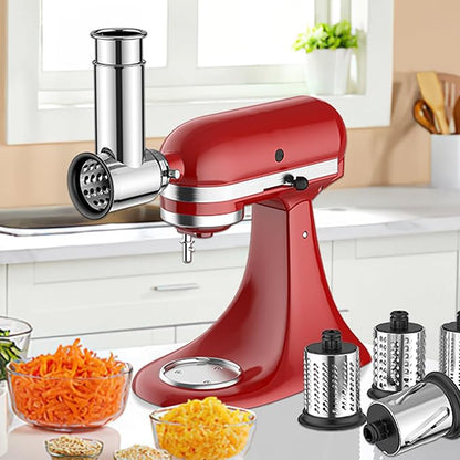 Stainless Steel Slicer Shredder Attachment for KitchenAid Stand Mixer, Cheese Grater Attachment for KitchenAid, Salad Maker, Grinding Powder, Dishwasher Safe with 4 Blades by InnoMoon - Image 6