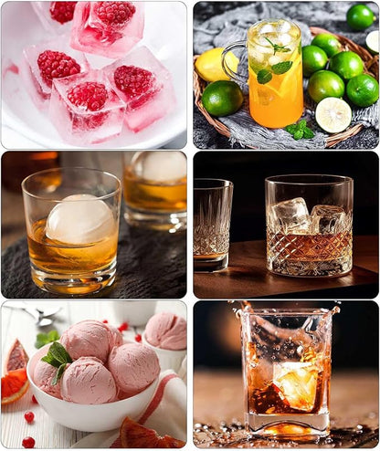 Dclobtop Ice Cube Trays, Silicone Ice Cube Molds for Freezer with Lid (Set of 3), 6 Ball Ice Cube Tray, 4 Diamond & 21-Ice Trays, Reusable Whiskey Ice Mold, DIY, BPA Free, Freezer