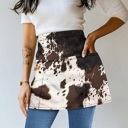 Server Apron with 3 Pockets, Waterproof Oil Waitress Waiter Half Apron for Restaurant Hotel Kitchen Cafe
