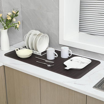MicoYang Silicone Dish Drying Mat for Multiple Usage,Easy clean,Eco-friendly,Heat-resistant Silicone Mat for Kitchen Counter or Sink,Refrigerator or Drawer Liner Coffee 5XL 36inches x 18inches - Image 6