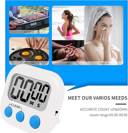 LinkDm 6 Pack Small Digital Kitchen Timer Magnetic Back and ON/Off Switch,Minute Second Count Up Countdown, White - Image 6