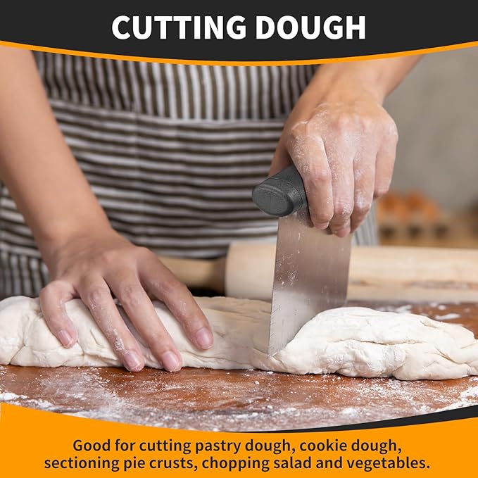 ALLTOP Bench Scraper & Chopper - Baking Essentials,Stainless Steel Blade Knife,Ideal Kitchen Tool for Home Baking and Meal Prep, Bread Making, Pasta,Pastry,Dough and Cake - Set of 2 Pack - Image 3