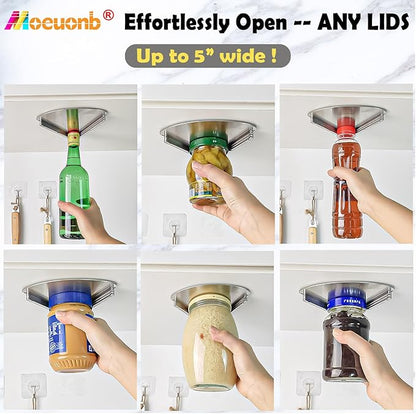 Moeuonb latest Under Cabinet Jar Opener for Seniors, Stainless Steel Jar Opener for Weak Hands, Jar Lid & Bottle Cap Opener Tool, Under Counter Can Opener, One Handed Jar opener - Image 4