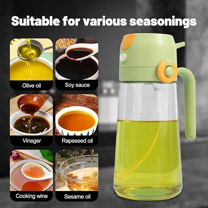 2 In 1 Oil Dispenser And Oil Sprayer, 16 Oz/470 Ml Oil Dispenser For Kitchen Spray, With Fine Mist Nozzle, Suitable For Cooking, Air Fryer, Salad, Grilling(1pcs) (white-A)