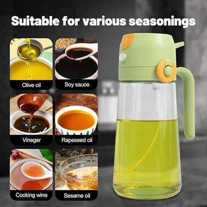 2 In 1 Oil Dispenser And Oil Sprayer, 16 Oz/470 Ml Oil Dispenser For Kitchen Spray, With Fine Mist Nozzle, Suitable For Cooking, Air Fryer, Salad, Grilling(1pcs) (white-A)