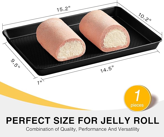 HONGBAKE Jelly Roll Pan 15x10, Cookie Sheets for Baking with Diamond Texture, Baking Sheets Non Stick, Non Toxic Oven Trays for Cooking, Heavy Duty 57% Thicker Carbon Steel, Dark Gray - Image 3
