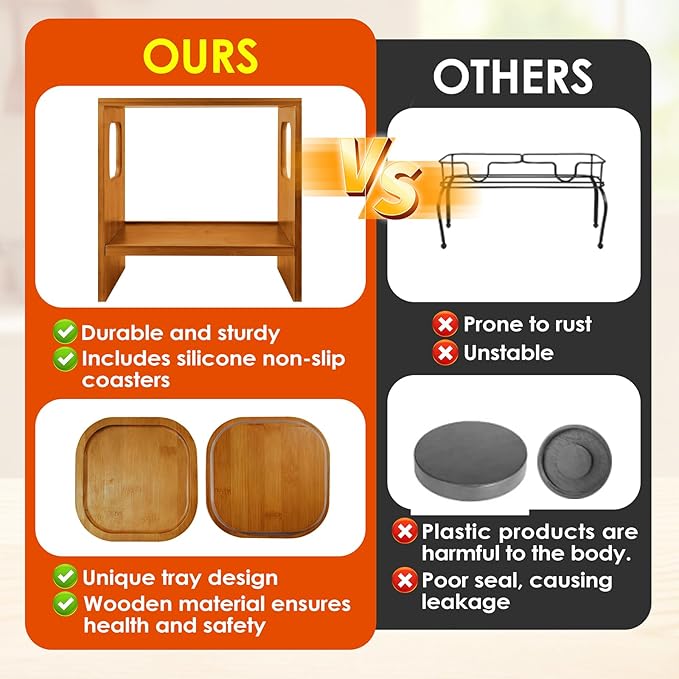 2 PCS 1.2 Gallon Drink Dispenser, Glass Beverage Dispenser with Wood Stand and Detachable Food Platter, Party Drink Dispensers for Lemonade, Juice, Tea, Ice Coffee - Image 4