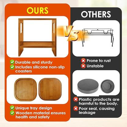 2 PCS 1.2 Gallon Drink Dispenser, Glass Beverage Dispenser with Wood Stand and Detachable Food Platter, Party Drink Dispensers for Lemonade, Juice, Tea, Ice Coffee - Image 4