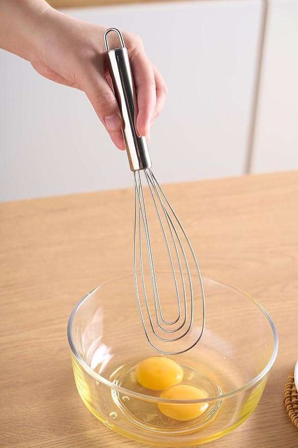 10.63" Stainless Steel Flat Whisk,Egg Beater for Blending,Whisking,Beating,or Stirring - Image 7