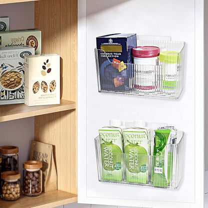 Pensino 2 Pack Adhesive Cabinet Door Organizer Storage Caddy, Clear Lid Organizer Inside Cabinet Wall Mounted Pantry Door Caddy for Food Container Lid Kitchen Under Sink Basket (Clear) - Image 3