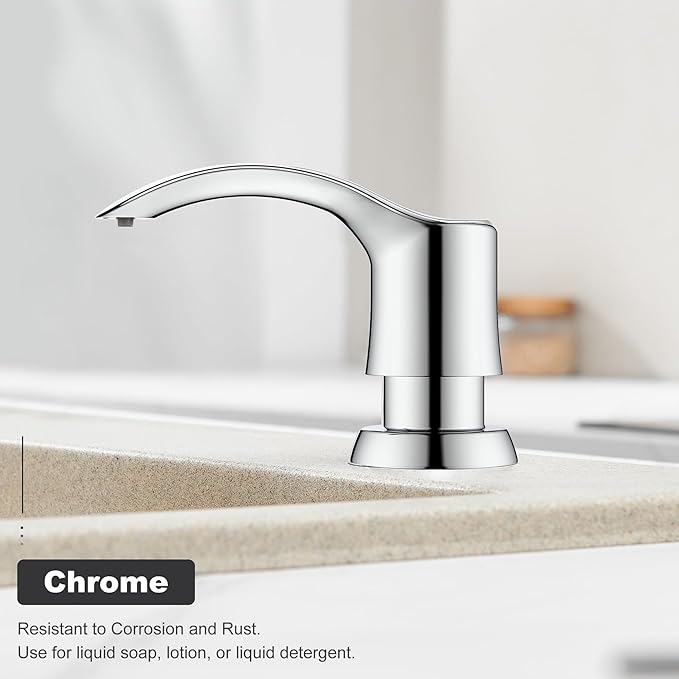 GAGALIFE Kitchen Sink Soap Dispenser - Sink Soap Dispenser Pump with 40" Silicone Extension Tube Kit (Chrome), Say Goodbye to Frequent Refills G080-1C