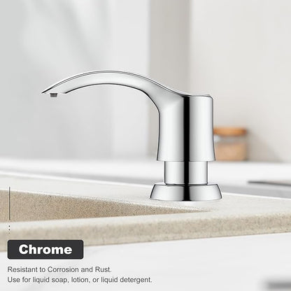 GAGALIFE Kitchen Sink Soap Dispenser - Sink Soap Dispenser Pump with 40" Silicone Extension Tube Kit (Chrome), Say Goodbye to Frequent Refills G080-1C