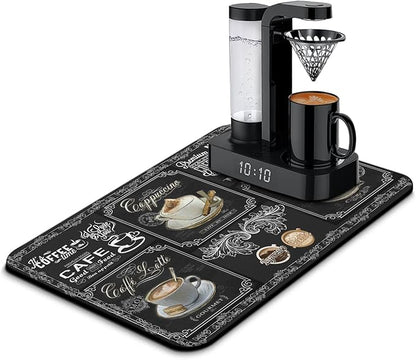 Absorbent Coffee Bar Mat - 23inx15in, Anti-Slip, Fits Under Coffee Machine, Dish Drying Mat for Countertops