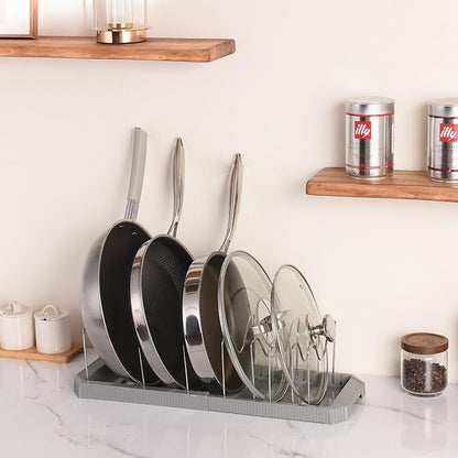 Adjustable Pot Lid Organizer Rack, 9 Compartments Cabinet Storage Holder for Pots, Pans, Lids, Cutting Boards, Bakeware - Image 6