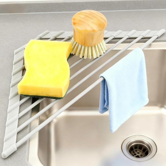 MERRYBOX Triangle Roll Up Dish Drying Rack Over The Sink, 2025 Anti-Rust Sink Drying Rack with Full Silicone Wrapped for Top of Corner, Anti-Slip Organizer for Kitchen - Image 9