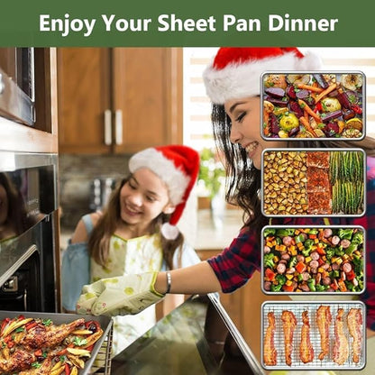 ROTTAY Baking Sheet, Half Sheet Pan with Cooling Rack Set [2 Pans + 2 Racks], Stainless Steel Baking Pan for Oven, Warp Resistant & Heavy Duty & Rust Free, Size 18 x 12 x 1 Inches - Image 7