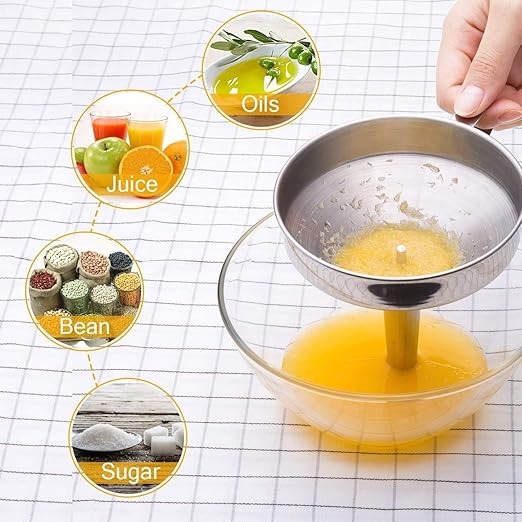 Kitchen Funnel, 3 Piece Stainless Steel Funnels Set with Handle Design and Removable Strainer, Great for Transferring of Liquid, Fluid, Dry Ingredients & Powder, Funnels for Filling Bottles - Image 5