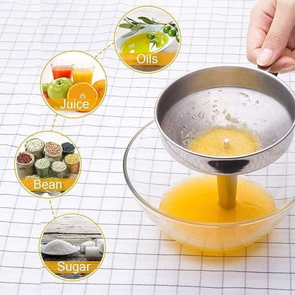 Kitchen Funnel, 3 Piece Stainless Steel Funnels Set with Handle Design and Removable Strainer, Great for Transferring of Liquid, Fluid, Dry Ingredients & Powder, Funnels for Filling Bottles - Image 5