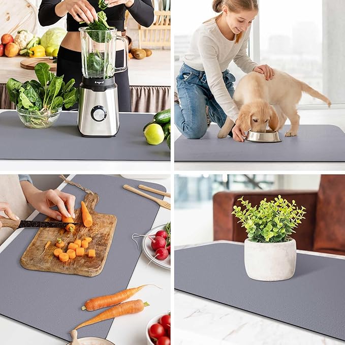 WISELIFE Dish Drying Mat Super Absorbent Drying Mat Large Dish Drying Mats for Kitchen Counter Easy Clean Dish Mat Kitchen Drying Mat18"x 36" Classic Grey - Image 6