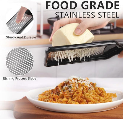 LHS Citrus Lemon Zester & Cheese Grater with Container - Zester Grater with Handle for Parmesan Cheese, Ginger, Garlic, Nutmeg, Chocolate, Fruits, with Anti-Slip Base, Dishwasher Safe