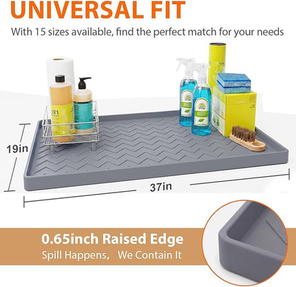TigeJoy 37" x 19" Under Sink Mats for Kitchen Waterproof, Leak-Proof Silicone Mat Sink Protector and Cabinet Liner, Kitchen Essentials Organizer and Storage, Boot or Shoe Tray, Pet Feeding Mat