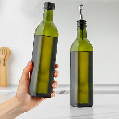 Zulay Kitchen 17oz Olive Oil Dispenser Bottle – Glass Oil Cruet with Spout, Funnel & Pourers, Easy-Pour Decanter for Kitchen Cooking and Serving (Green) - Image 5