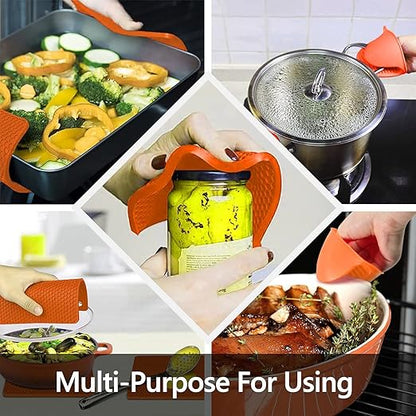 Silicone Oven Mitts and Pot Holders Set, MTZRFLL Extra Long Heat Resistant Oven Gloves with Hot Pads and Mini Oven Mittens for Grilling, Kitchen Cooking Baking, Soft Quilted Lining, Pack of 6 (Orange) - Image 5