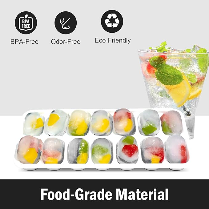 DclobTop Ice Cube Trays for Freezer - 4 Pack Easy to Release Plastic Silicone Ice Tray with Spill-Resistant Lids, Reusable Stackable for Cocktails, Drinks and Coffee, BPA-Free,Black - Image 3