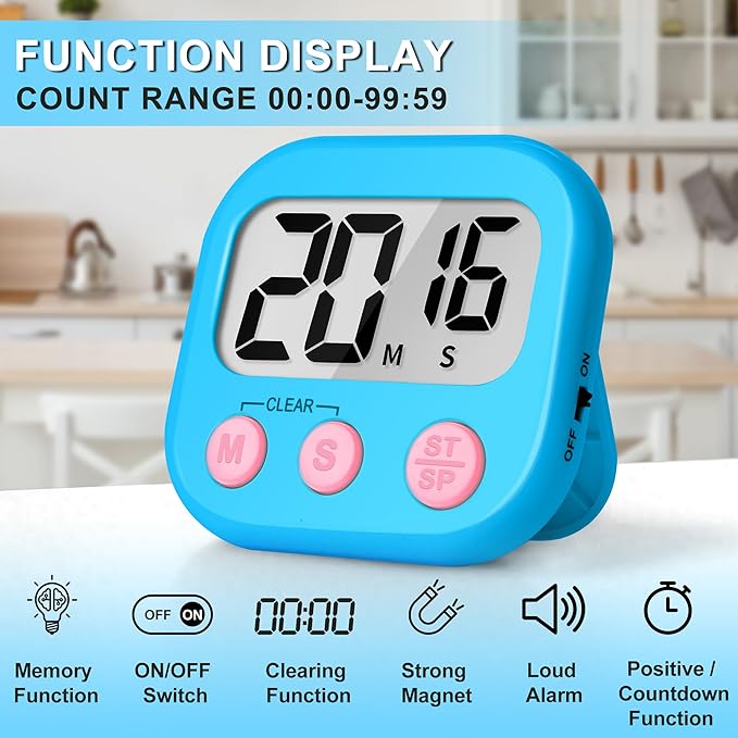 ZILLEEN Classroom Timer for Kids Teachers Digital Timers, Blue Green 6 Pack - Image 4