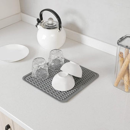 MicoYang Silicone Dish Drying Mat for Multiple Usage,Easy clean,Eco-friendly,Heat-resistant Silicone Mat for Kitchen Counter or Sink,Refrigerator or Drawer liner Grey M 12 inches x 12 inches - Image 6