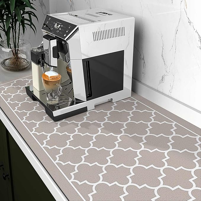 WISELIFE Dish Drying Mat Super Absorbent Drying Mat Large Dish Drying Mats for Kitchen Counter Easy Clean Dish Mat Kitchen Drying Mat18"x 36" Stylish Khaki - Image 2