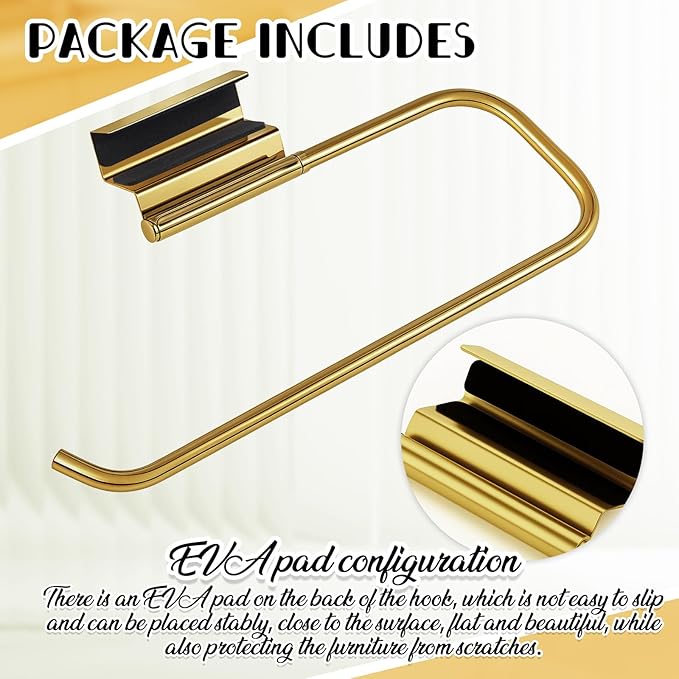 Yaocom 12.4 Inches Cabinet Door Paper Towel Holder Camper Under Sink No Drilling Paper Towel Storage and Dispenser for RV Kitchen Bathroom Laundry Room, Stainless Steel(Gold,2 Pcs)