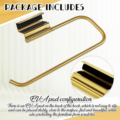 Yaocom 12.4 Inches Cabinet Door Paper Towel Holder Camper Under Sink No Drilling Paper Towel Storage and Dispenser for RV Kitchen Bathroom Laundry Room, Stainless Steel(Gold,2 Pcs)