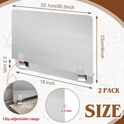Ferraycle 2 Pack 20-1/2" W x 9" H 304 Stainless Steel Fryer Splash Guard for Stove & Kitchen, Oil Splatter Screen Protection, Heavy Duty Grease Barrier for Frying, Grilling, Easy Clean, Universal Fit - Image 2