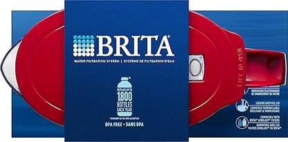 Brita Water Filter Pitcher for Tap and Drinking Water with 1 Standard Filter, Lasts 2 Months, 6-Cup Capacity, BPA Free, Red