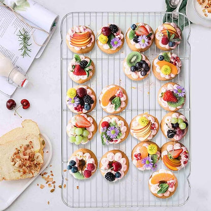 TeamFar Baking Sheet with Rack Set of 4, 20’’×14’’×1.2’’, Half Size Stainless Steel Cookie Sheet Baking Pans with Cooling Rack Set, Non Toxic & Rust Free, Mirror Finish & Easy Clean, 2 Pans & 2 Racks