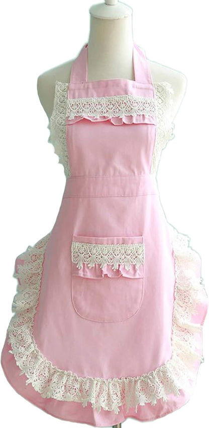 Hyzrz Lovely Home Work Adjustable Apron Cake Kitchen Cooking Women Girls Aprons With Pocket for Gift, Pink