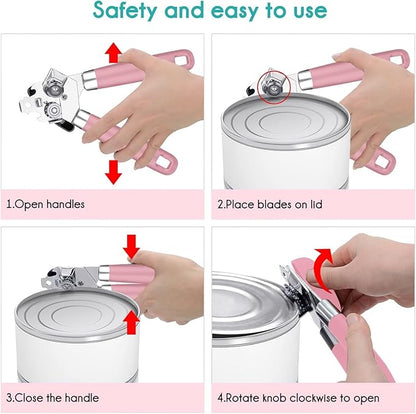 Can Opener,Professional 3-In-1 Multifunctional Manual Can Openers Bottle Opener,Kitchen Durable Stainless Steel Heavy Duty Can Opener Smooth Edge for Kitchen Seniors Friendly - Image 7