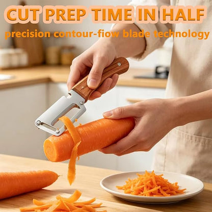 2-in-1 Multifunctional Vegetable Peeler with Wooden Handle & Stainless Steel Blade, Multifunctional Vegetable Peeler, Built-in Bottle Opener, Fruit & Vegetable Kitchen Peeling Tool (2Pcs) - Image 6