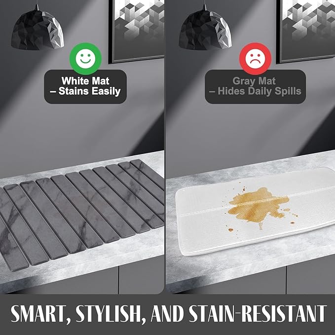 Extra Large Stone Dish Drying Mat for Kitchen Counter, 28"(L)×16"(W) Collapsible Quick Drying Dish Mats, Super Absorbent Drying Pad, Kitchen Counter Mats for Dishes, Bottles, Cups, Gray Mable - Image 4