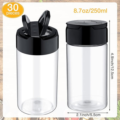 Mimorou 30 Pack 8.7 oz Plastic Spice Jars with Shaker Lids Clear Seasoning Containers Spice Bottles for Kitchen Storing Herbs Seasoning Powders - Image 2