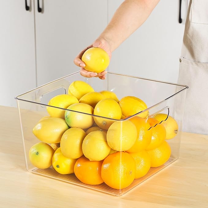 Vtopmart 10 Pack Extra Large Clear Plastic Storage Bins,11x11 Cube Acrylic Organizer Square Containers with Handle for Pantry,Closet,LaundryRoom,Kitchen,Bathroom,UnderSink Organization - Image 8