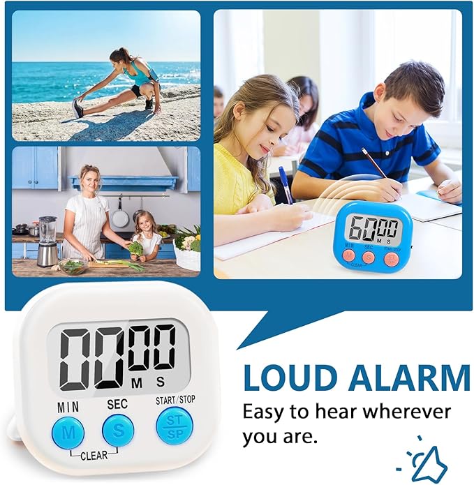 12 Pack Multi-Function Digital Timers, Magnetic Large LCD Display Loud Alarm Countdown Timers, Extensively Use in Classroom, Break Time, Gym, Meeting, Cooking - Image 5