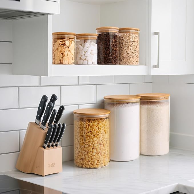 ComSaf 2Pcs Large Glass Storage Containers with Lids 4Qt, 1 Gallon Wide Mouth Flour Sugar Storage Containers, Large Capacity and Sealed for Rice, Cereal, Oat, Easy Clean and Scoop, Pantry Organization - Image 7