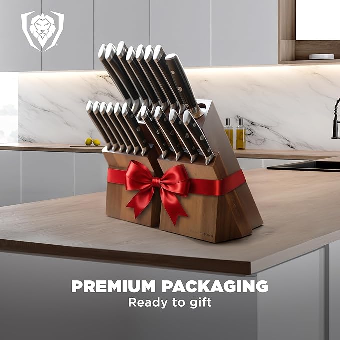 Dalstrong 18-Piece Gladiator Colossal Knife Block Set — German High-Carbon Steel, Full-Tang, Hand-Sharpened — For Home Chefs, Wedding Registries & Serious Kitchens — Acacia Wood Block, NSF Certified - Image 7