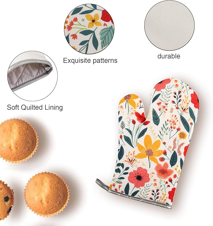 5 Pcs Kitchen Stuff Accessories, Kitchen Oven Mitts and Pot Holders Sets with Cooking Kitchen Aprons for Women,Gifts for Women