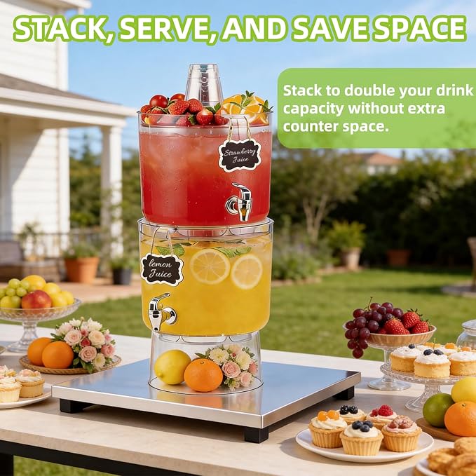 2 Gallon Beverage Dispenser for Parties, BPA-Free Drink Dispenser with No Drip Spigot, Juice Dispensers with Stand, Transparent Plastic Water Dispenser Countertop for Punch, and Drink Fountains - Image 5