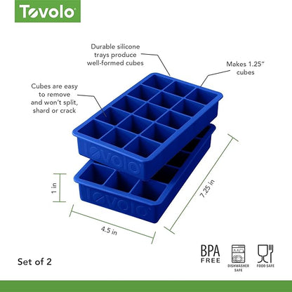 Tovolo Silicone Ice Cube Tray Stratus Blue Pack of 2 BPA Free Ice Tray Mold for Coffee Drinks Cocktails, Dishwasher Safe Easy Release Perfect 1 Inch Cube Ice Tray for Whiskey Bourbon Spirits - Image 6