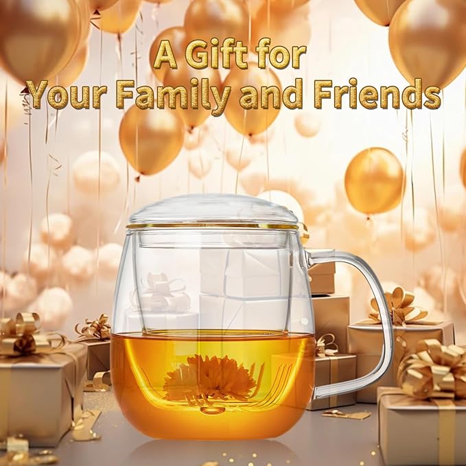 DOPUDO Large Glass Tea Cup, 25.6 oz Borosilicate Glass Tea Mug with Infuser and Lid, Clear Tea Cups for Brewing Scented Tea and Tea Bag. - Image 8